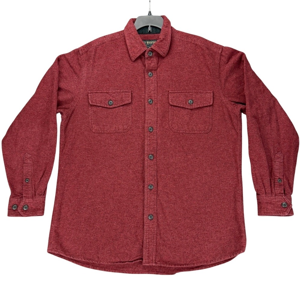 Grizzly Mountain Red Flannel Shirt Men's Large 100% Cotton Long Sleeve Button Up